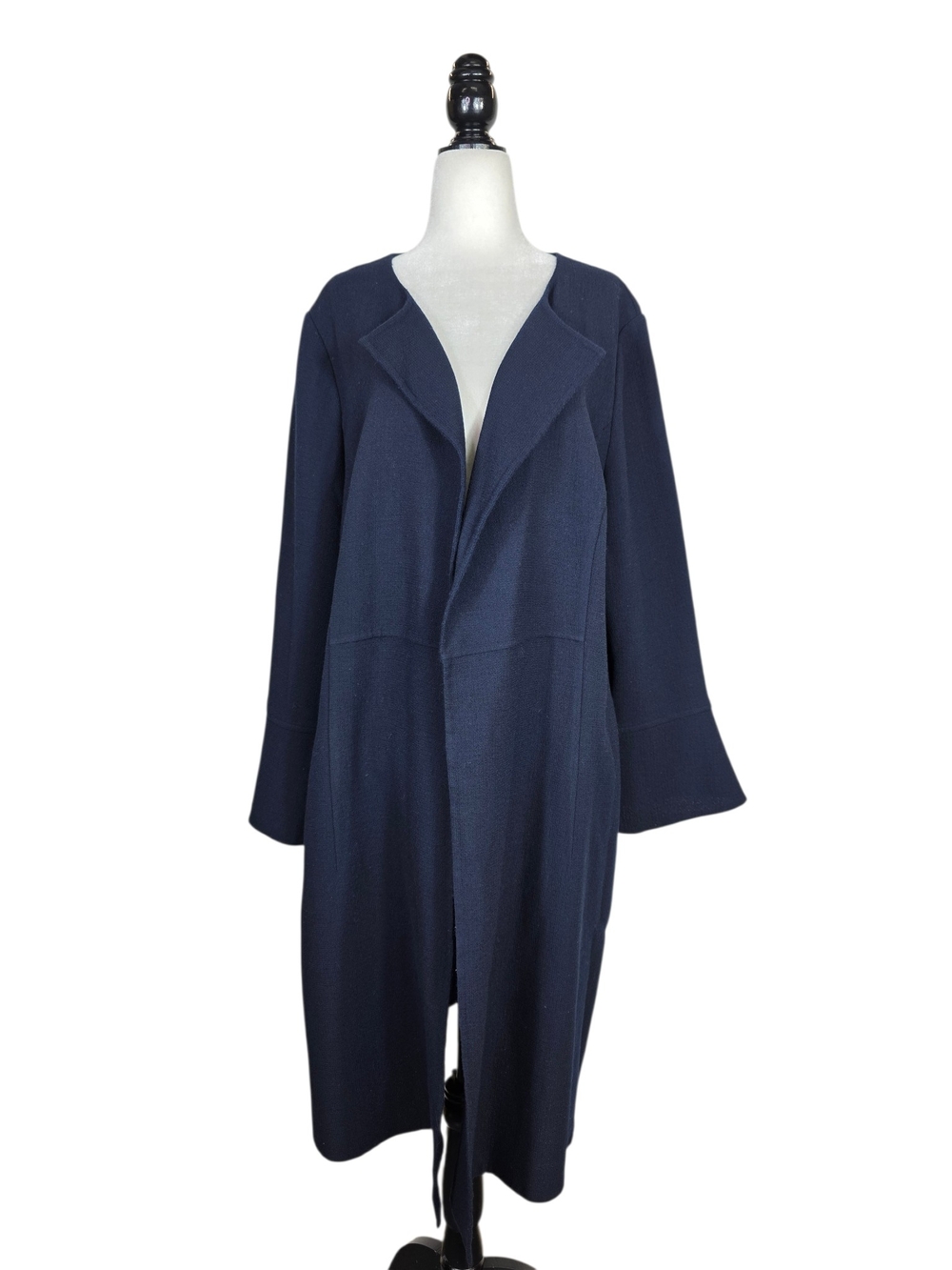 Lafayette 148 New York Navy Open- Flap Front Wool Coat